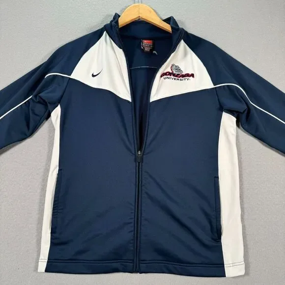 Vintage Gonzaga Bulldogs Track Jacket Womens Large 12-14 Blue Nike Team NCAA - Picture 4 of 13